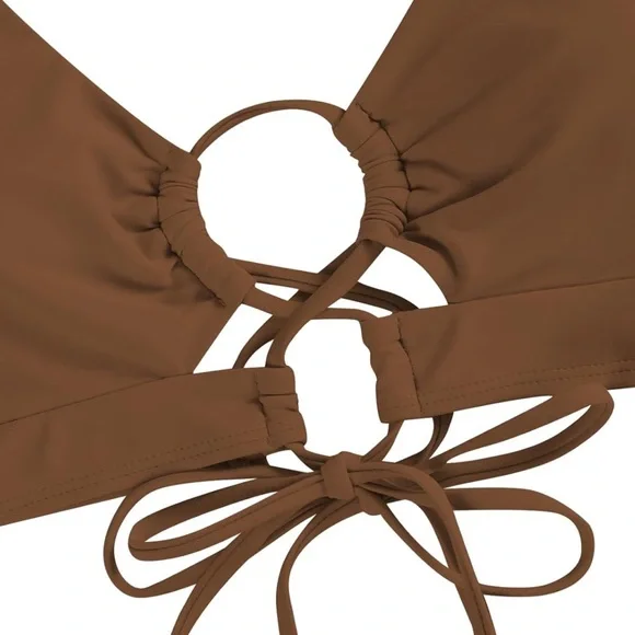 ZAFUL Women 2 Piece Swimsuit Spaghetti Strap Brazilian Bikini Lace Up High Cut - Picture 3 of 9